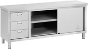Meble gastronomiczne - Royal Catering Stół roboczy z szafką 200 x 60 x 85 cm nośność 600 kg 3 szuflady RCSSCB-200X60-S - miniaturka - grafika 1