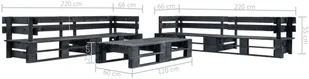 vidaXL 6-cz. zestaw ogrodowy, palety z drewna FSC, czarny - Meble ogrodowe - miniaturka - grafika 3