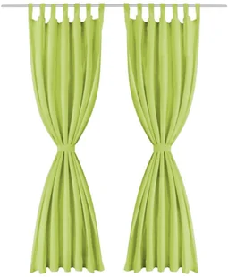 vidaXL Zasłony z mikrosatyny, 2 szt., pętelkami, 140x245 cm, zielone - Zasłony - miniaturka - grafika 2