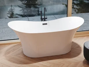 Besco Wanna wolnostojąca Amber 170x80 cm + maskownice syfonu w kolorze czarnym - Wanny - miniaturka - grafika 5