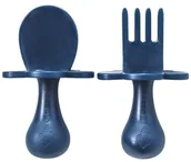 Sztućce dla dzieci - GRABEASE Grabease - Intuicyjne Pierwsze Sztućce - łyżeczka i wiedelczyk Navy - miniaturka - grafika 1