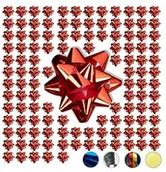 Dekoratorstwo - Relaxdays kokardki na prezenty, zestaw 100 sztuk, samoprzylepne, dekoracyjne kokardki na Boże Narodzenie i urodziny,  5 cm, różne kolory - miniaturka - grafika 1