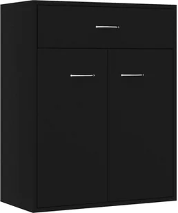 vidaXL Szafka, czarna, 60 x 30 x 75 cm, płyta wiórowa - Szafki do salonu - miniaturka - grafika 3