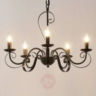 Lampy sufitowe - Lindby Shervan żyrandol, 5-punktowy, brązowy - miniaturka - grafika 1