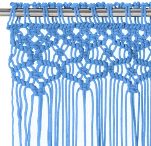 vidaXL Zasłona z makramy, niebieska, 140 x 240 cm, bawełna - Zasłony - miniaturka - grafika 13
