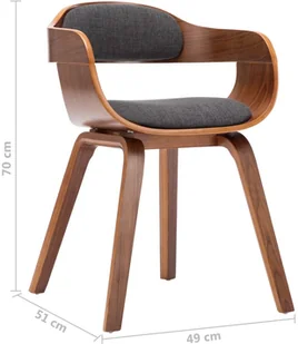 vidaXL Krzesło do jadalni, ciemnoszare, tkanina i gięte drewno - Krzesła - miniaturka - grafika 7