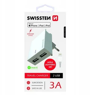 Swissten Karta sieciowa Smart IC CE 2x USB 3 A power czarny + kabel USB do transmisji danych 22046000 Raty 10x0%! Do 24.11.2019 - Ładowarki do telefonów - miniaturka - grafika 3