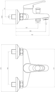 Deante Bat lobo chrom wannowa ścienna bez zestawu natryskowego BYU010M - Baterie wannowe i prysznicowe - miniaturka - grafika 3