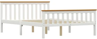 vidaXL Rama łóżka, biała, lite drewno sosnowe, 140 x 200 cm - Łóżka - miniaturka - grafika 8