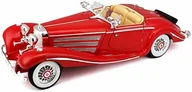 Kolekcjonerskie modele pojazdów - Maisto Mercedes 500 K 1936, model samochodu ze sprężynami, skala 1: 18, drzwi i poruszać się maski silnika, gotowe do modelu, skrętne, 24 cm, srebrny (536862s) - miniaturka - grafika 1