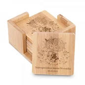 Pozostałe akcesoria barmańskie - Murrano Podkładki bambusowe pod piwo kawę zestaw x6 grawer dla mamy baby s PDK-BMB-005 - miniaturka - grafika 1