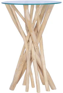 vidaXL vidaXL Stolik kawowy ze szklanym blatem, 35x35x50 cm, drewno tekowe - Ławy i stoliki kawowe - miniaturka - grafika 7