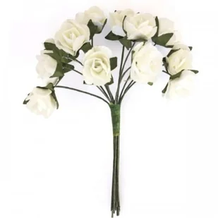 ARGO Kwiaty papierowe bukiecik RÓŻE 12szt. kremowe - Pozostałe akcesoria dla plastyków - miniaturka - grafika 2