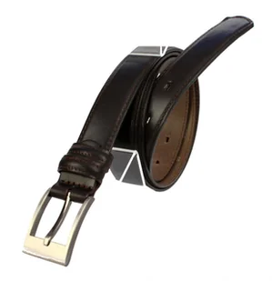 WIREX (PL) Pasek Skórzany Męski WIREX (PL) GŁADKI SZARFOWANY CIEMNY BRĄZOWY 35 mm Skóra Licowa Extra Nitka - Paski - miniaturka - grafika 3