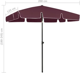 VidaXL Parasol plażowy, czerwony, 200x125 cm 314731 VidaXL - Parasole ogrodowe - miniaturka - grafika 8