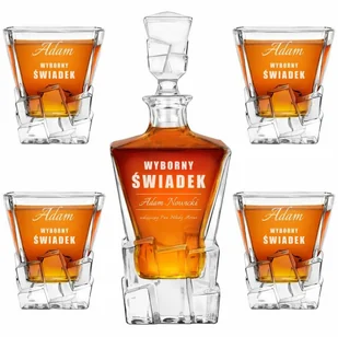 Murrano Karafka Ice Blink i 4 szklanki z grawerem dla konesera whisky KARIB_4xSZIB-036 - Karafki - miniaturka - grafika 14