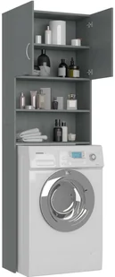 vidaXL Szafka na pralkę, szara, 64x25,5x190 cm, płyta wiórowa - Szafki łazienkowe - miniaturka - grafika 6