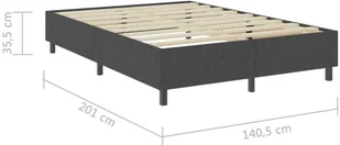 vidaXL Rama łóżka, szara, tapicerowana tkaniną, 140 x 200 cm - Łóżka - miniaturka - grafika 16