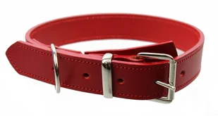 WIREX (PL) Solidna Obroża Dla Psa Czerwona z Czerwoną Nitką Skóra Naturalna 35 mm / 77 cm - Obroże dla psów - miniaturka - grafika 2