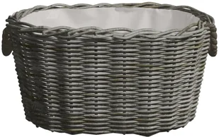 Saska Garden vidaXL na drewno, z uchwytami, 60x40x28 cm, szara wiklina vidaXL - Akcesoria kominkowe - miniaturka - grafika 3