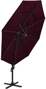 vidaXL 4-poziomowy parasol na aluminiowym słupku, bordowy, 3x3 m 313832 - Parasole ogrodowe - miniaturka - grafika 4