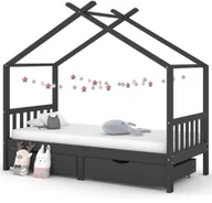 Łóżeczka i kojce - VidaXL Lumarko Łóżko dziecięce z szufladami ciemnoszare, lita sosna, 90x200 cm 322153 VidaXL - miniaturka - grafika 1