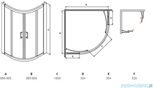 Besco Modern kabina półokrągła 90x90x165cm przejrzyste MP-90-165-C - Kabiny prysznicowe - miniaturka - grafika 2