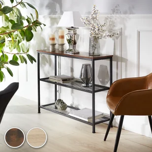 tectake Stolik konsolowy, regał Bristol - industrialny ciemny 404200 - Konsole i sekretarzyki - miniaturka - grafika 2