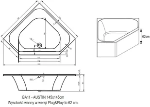 Riho Plug&Play Austin wanna symetryczna z obudową + nóżki 145x145cm BD76 - Wanny z hydromasażem Riho Plug&Play Austin wanna symetryczna z obudową + nóżki 145x145cm BD76 - Wanny z hydromasażem - miniaturka - grafika 2
