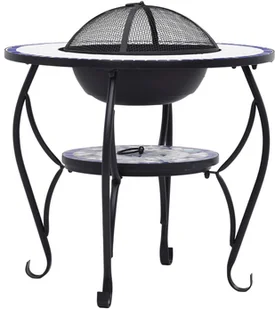 vidaXL Palenisko ogrodowe mozaikowe ze stolikiem 68 cm niebiesko-białe 46724 - Paleniska ogrodowe - miniaturka - grafika 7