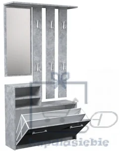 Topeshop GARDEROBA GARDEROBA WIESZAK LUSTRO SZAFKA NA BUTY BETON - Szafki na buty - miniaturka - grafika 2