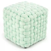 Pufy i podnóżki - HALMAR Pufa jasna zieleń, mięta RUBIK plecionka - miniaturka - grafika 1
