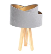 Lampy stojące - ImoLight Lampka stołowa mini-trójnóg sosnowy Awena Szaro-złota 060s-014 - miniaturka - grafika 1