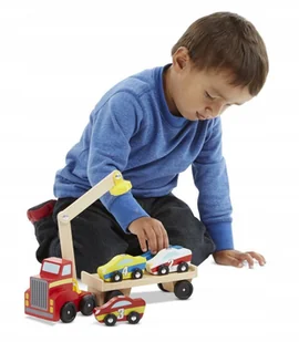 Melissa&Doug LAWETA Z 4 AUTKAMI WYŚCIGOWYMI Drewniana 19390 6347 - Samochody i pojazdy dla dzieci - miniaturka - grafika 2