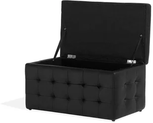 Beliani Pufa czarna skóra ekologiczna ze schowkiem MICHIGAN - Pufy i podnóżki - miniaturka - grafika 7