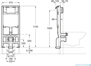 Roca Duplo One stelaż podtynkowy 112cm do WC A890070020 - Stelaże i zestawy podtynkowe do WC - miniaturka - grafika 2