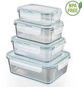 Pojemniki kuchenne - GOURMETmaxx Szklane pojemniki kuchenne na zatrzask (utrzymują zapach, przystosowane do kuchenek mikrofalowych i piekarników), zielony, 21.5x16.5x8 cm 01821 - miniaturka - grafika 1