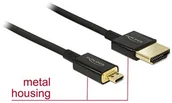 Kable - DeLock DeLOCK Kabel High Speed HDMI z Ethernet HDMI-A Male > HDMI Mini-C wtyczka 3d 4 K 0,25 m Slim High Quality 85118 - miniaturka - grafika 1