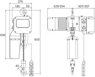 Unicraft 443 322 DOSTAWA GRATIS! 32268929 Elektryczna wciągarka łańcuchowa hakowa z elektycznym wózkiem udźwig 2 T wysokość podnoszenia 6m szerokość szyny 74-180mm) 68929-uniw - Wciągarki - miniaturka - grafika 3