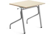 Meble do szkół i przedszkoli - AJ Produkty Biurko szkolne z regulacją wysokości ADJUST, 700x600 mm, HPL, brzoza, srebrny - miniaturka - grafika 1