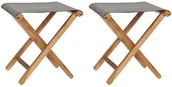 Fotele i krzesła ogrodowe - vidaXL Składane krzesła, 2 szt., lite drewno tekowe i tkanina, szare - miniaturka - grafika 1