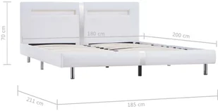 vidaXL Rama łóżka LED, biała, sztuczna skóra, 180 x 200 cm - Łóżka - miniaturka - grafika 8