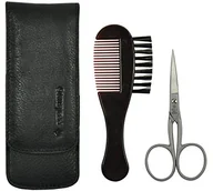 Kosmetyki i akcesoria do pielęgnacji brody - Pfeilring Bart etui ze skóry nappa, nożyce do cięcia 2-częściowy wypełnieniem Inox (męski, szczotka do brody), czarna, 1er Pack (1 X 2 sztuka) 182340390 - miniaturka - grafika 1