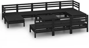 vidaXL 11-cz. zestaw wypoczynkowy do ogrodu, czarny, drewno sosnowe - Meble ogrodowe - miniaturka - grafika 2