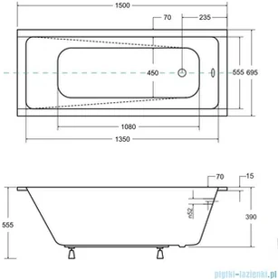 Besco Modern Slim 150x70cm wanna prostokątna #WAM-150-SL - Wanny z hydromasażem - miniaturka - grafika 2