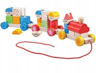 Pociągi dla dzieci - Bigjigs Toys Drewniany pociąg z klockami 12m+ - miniaturka - grafika 1
