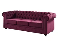 Sofy i kanapy - Vente-Unique 3-osobowa sofa CHESTERFIELD welur w kolorze purpurowym - miniaturka - grafika 1