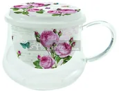 Kubki - Nuova Cer Easy life r2s SZKLANA FILIŻANKA Z PORCELANOWYM ZAPARZACZEM I POKRYWKĄ Romantic Roses (353 RMR) 353 rmr - miniaturka - grafika 1