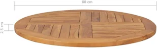 vidaXL Blat stołu lite drewno tekowe okrągły 2,5 cm 80 cm 48986 - Stoły - miniaturka - grafika 7