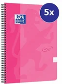 Notesy i bloczki - OXFORD 400118802 notatnik Touch różowy A4 opakowanie 5 szt. w kratkę 140 stron notatnik blok szkolny 400118802 - miniaturka - grafika 1